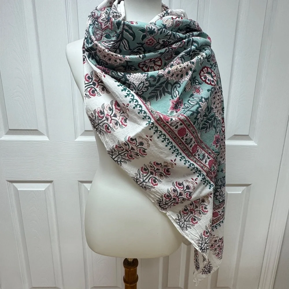 Indian‎ Hand Block Printed Cotton Scarf Or Sarong - 75